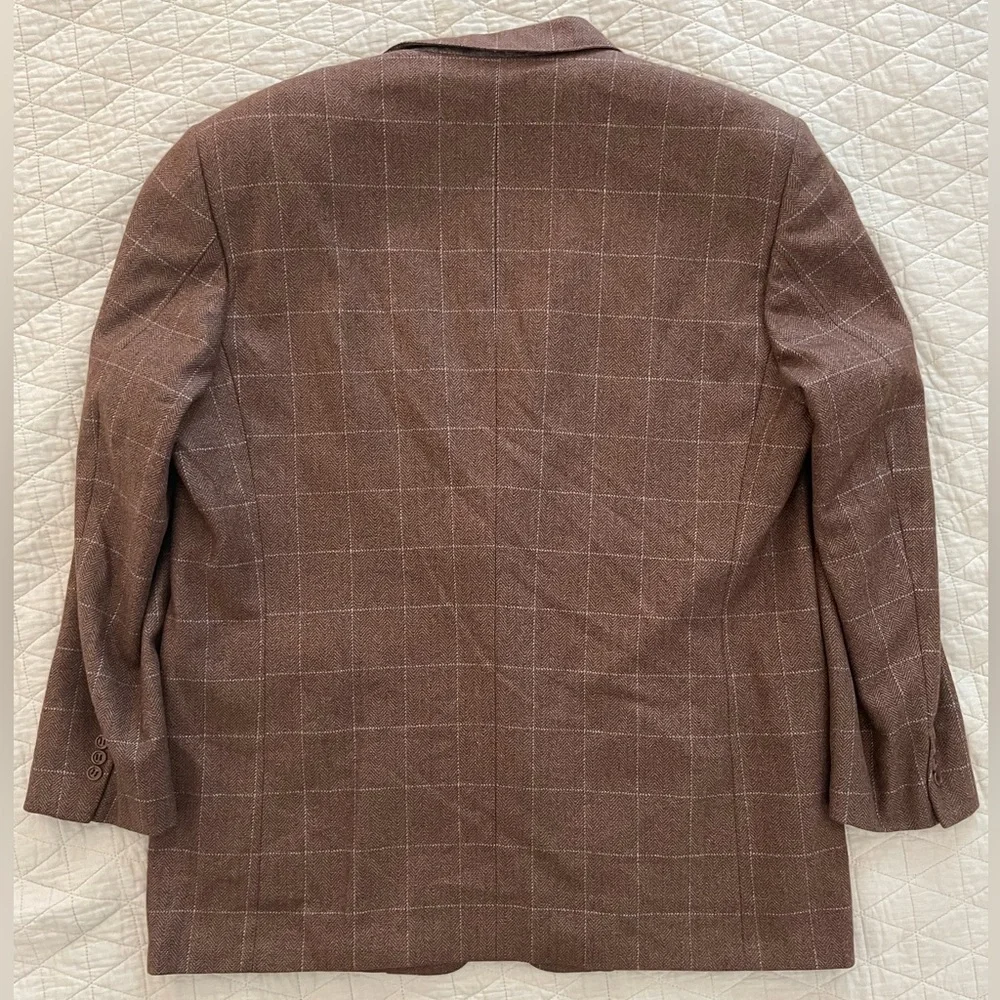 MABRO made in Italy‎ for cuzzens Cashmere & Silk Windowpane Jacket in Brown 46 R